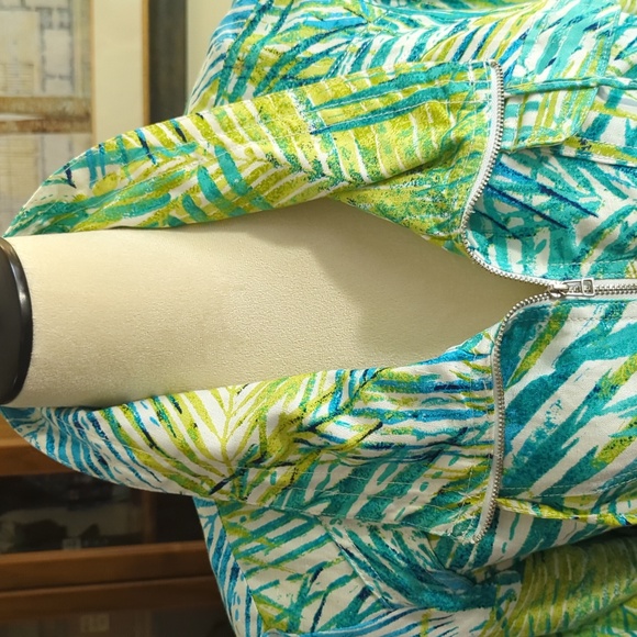 EUC Ruby Rd. Women's Zip Up Jacket, Blue/Green/White/Chartreuse Size 12 - Picture 7 of 12